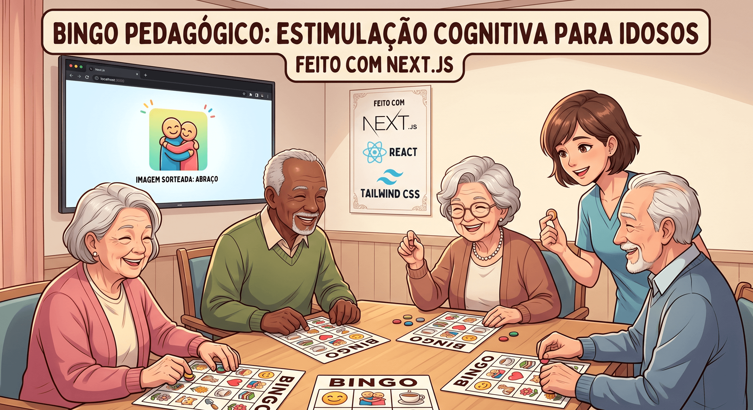 Bingo Pedagógico: um jogo de estimulação cognitiva para idosos feito com Next.js